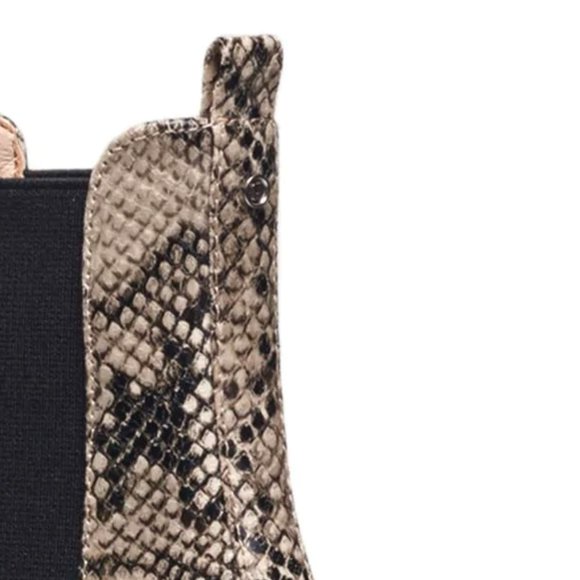 NEW! French Connection Vegan Leather Penny Chelsea Block Heel Boots Snake - Picture 16 of 16